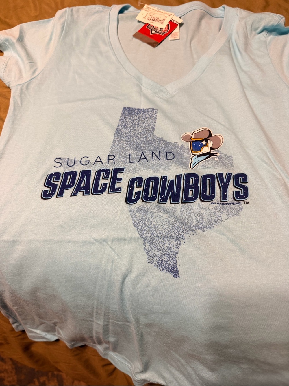 Sugar Land Space Cowboys Light Blue T-Shirt. Brand new with tags !
